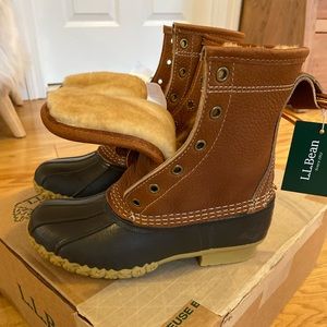 Size 5 - Shearling Lined Bean Boots, 8”, Tan/Brown